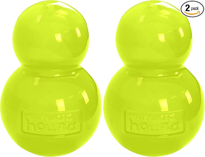 Outward Hound Double-Tuff Stuffable Dog Toy, Large 5-Inch Green - Treat Dispensing Chew Ball for Medium to Large Dogs, Interactive Puzzle for Enrichment & Slow Feeding (Pack of 2)