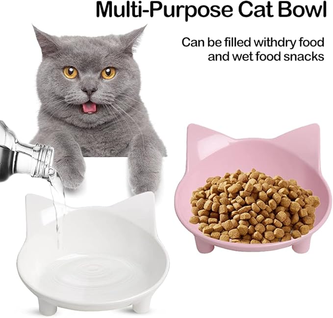 Cat & Dog Food Bowl – Non-Slip Wide Shallow Pet Dish for Whisker Fatigue Relief, Safe for Puppies & Rabbits(Safe Food-Grade)