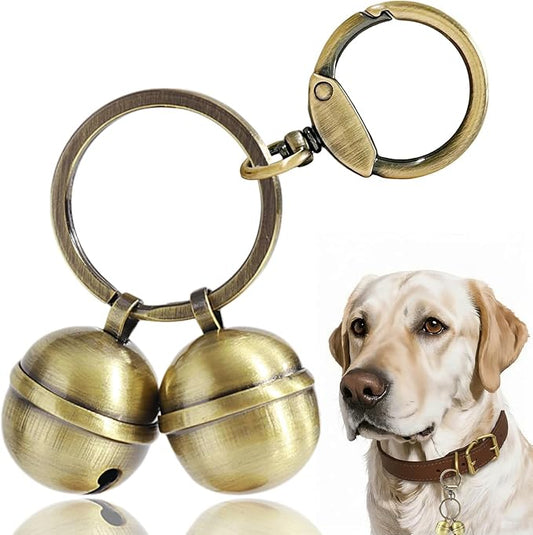 Copper Dog Bells for Collars with Quick-Release Clasp - Audible Safety Trackers for Medium to Large Dogs, Outdoor Collar Accessories(Glossy Bronze)