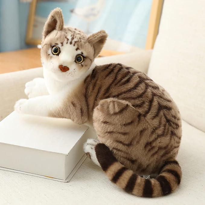 GUDVES Siamese Cat Stuffed Animal, Shorthair Cat Realistic Plush Cat Stuffed Toys, Gift for Kids 12inches (B)