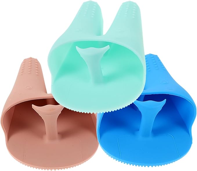 WOONEKY Silicone Face Scrubber Set 3pcs Soft Facial Cleansing Brush for Women Manual Exfoliating and Deep Cleaning with Cute Rabbit Ear Design for Daily Skin Care