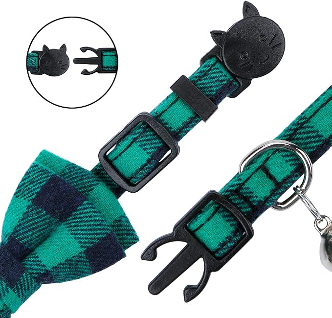 Faleela Breakaway Cat Collar with Bells - 2 Pack Cat Collar with Bells, Cat Collars with Bandana, Accessories for Pet Collars, Adjustable for Cats and Small Dogs
