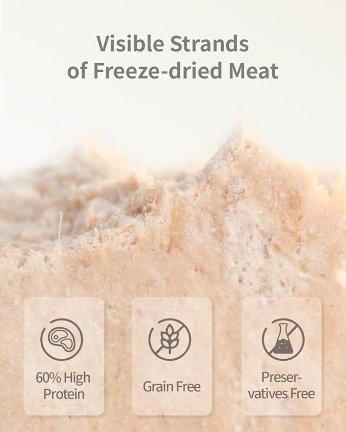 Cat Food - Freeze-Dried Food (Poultry Receipe 400g) + Wet Canned Food (Beef Receipe 100g*6 Cans)