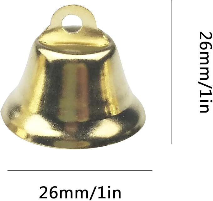 60PCS 26mm/1inch Gold Bells Mini Liberty Bells for Crafts Favor Decorating and Making Wind Chimes
