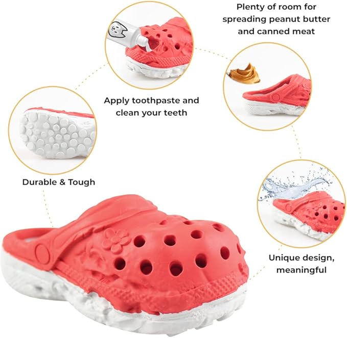 Dog Chew Toy, Durable Rubber Slipper Toy for Puppy, Dog Tough Toys for Pet Training and Cleaning Teeth, Interactive Puppy Toys for Aggressive Chewers Small Medium Breed