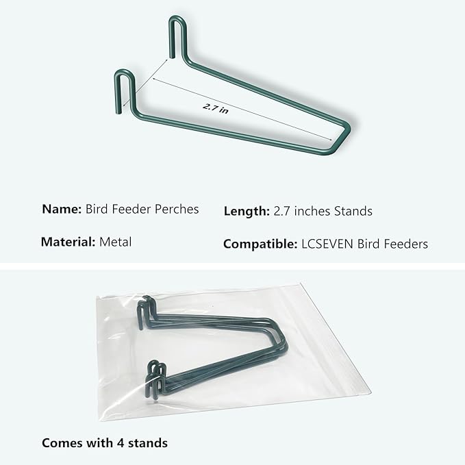 LCSEVEN Metal Feeding Ports Stands for Bird Feeder 4-Pack, Standing Perches for Feeders, Compatible With LCSEVEN Feeders