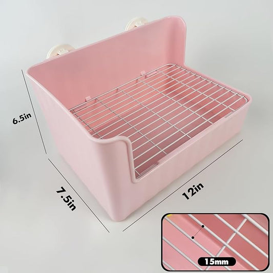 Large Rabbit Litter Box Bunny Potty Training Corner Litter Pan Comes with Liners Rabbit Pee Pads, Small Animal Bedding Toilet for Guinea Pig, Ferret, Hamster, Bunnies (Pink)