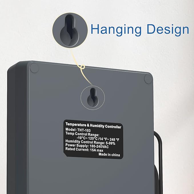 Digital Temperature Humidity Controller Pre-Wired Outlets for Mushroom, Reptile, Heating/Cooling On Outlet 1, Humidifier/Dehumidifier On Outlet2, Timer On Outlet 3