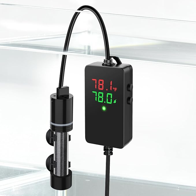 hygger ECO Precise 50W Aquarium Heater Submersible, for 5-10 Gallon Fish Tank, ±0.5℃ Dual Probe Controller, Overheat & Dry-Run Protection for Freshwater & Saltwater