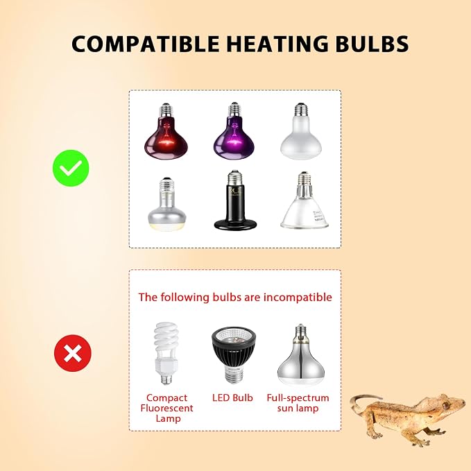 REPTITRIP 8.5 Inch Reptile Heat Lamp Fixture with PID Thermostat & 150W Ceramic Heat Emitter (Non-Light Emitting), Independent Day & Night Temperatures, Lampshade MAX 150W