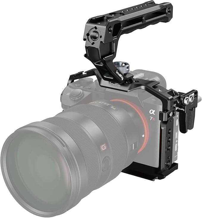 SmallRig A7 III / A7R III Camera Cage Kit for Sony Alpha 7 III/Alpha 7R III, Full Cage with Top Handle for ARRI and Cable Clamp, Built-in Cold Shoe and NATO Rails - 4198