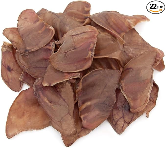 Best Pet Supplies GigaBite Whole Pig Ears for Dogs - All-Natural Slow-Roasted Chews that Clean Teeth and Satisfy Aggressive Chewers - 22 Pack for Large Dogs
