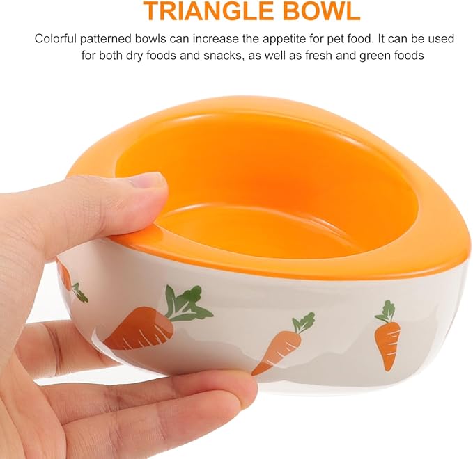 POPETPOP Ceramic Hamster Food Bowl 4.33In Non-Tip Small Animal Feeding Dish for Hamsters Rats Guinea Pigs and Chinchillas with Carrot Design for Daily Feeding and Water