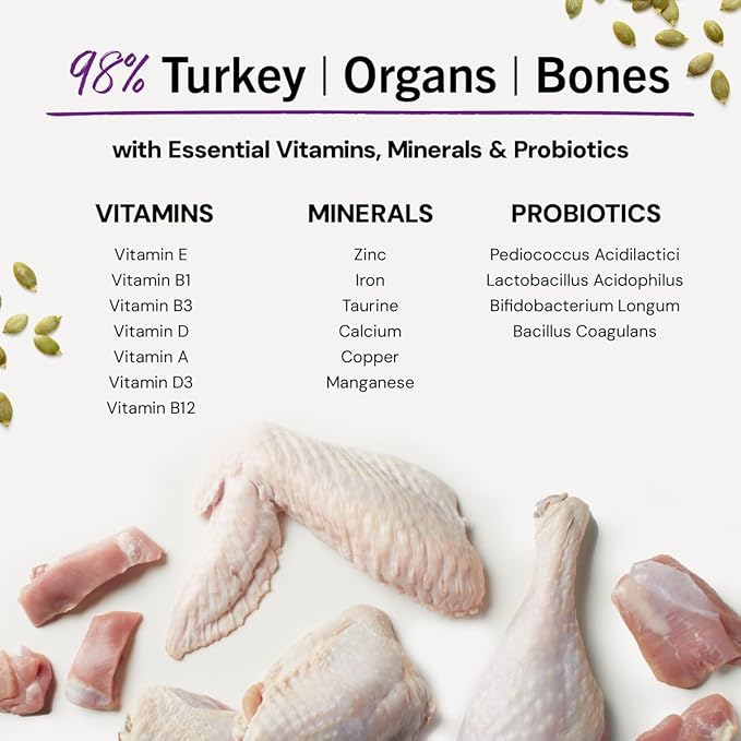 Stella & Chewy's Freeze-Dried Raw Cat Dinner Morsels - Premium Turkey Recipe with 98% Farm-Raised Meat & Organs - Natural Grain-Free Cat & Kitten Food - Made in USA - 18 oz