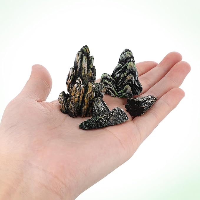 HANABASS 8 Pcs Miniature Rockery Decor Resin Statues for Aquarium and Zen Garden Micro Landscape Small Bonsai Ornaments for Fish Tank and Home Decoration