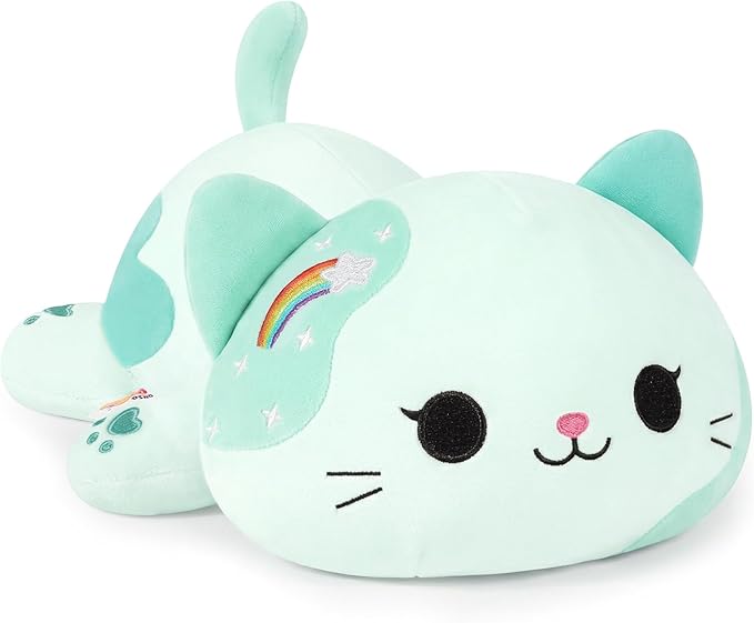 Onsoyours Original Rainbow Cat Plush 13 Inch Kitty Plushies Toy Blue Cat Kitten Stuffed Animal Soft Pillow Kawaii Plushie Gift for Kids & Adults (Rainbow Cat, 13")