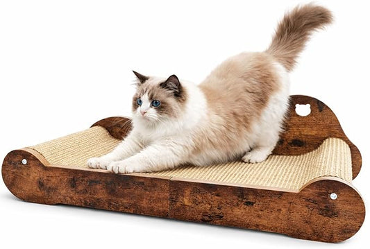 Upgraded Sisal Cat Scratcher Bed，28" Cozy Cat Couch Lounger for Indoor Cats, Long Heavy Duty Scratch Pad for Big Cats up to 40lbs, Modern Furniture Protector