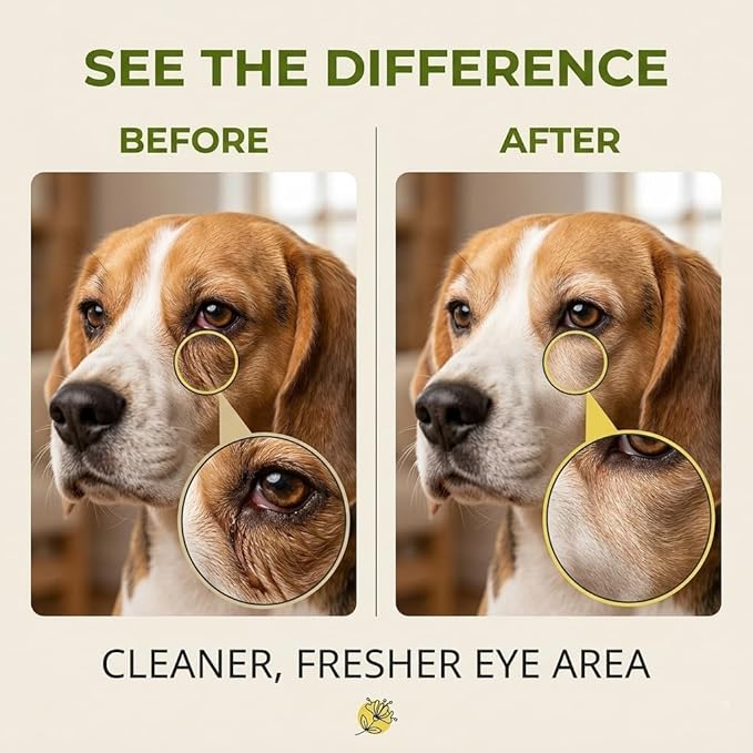 Dylan's cabin Dog Eye Cleaner Wash - Daily Tear Stain Care Eye Drops Clean Dirt Debris Tear Residue, pH-Balanced Formula with Glycerin, Honeysuckle Extract Lutein, 6 fl oz