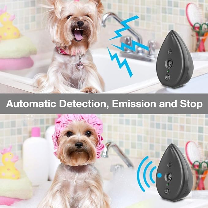 Anti Barking Devices, Auto Dog Bark Control Devices with 3 Modes, Rechargeable Ultrasonic Bark Box Dog Barking Deterrent Devices, Stop Neighour Dog Barking Devices for Dogs up to 75ft(Grey)