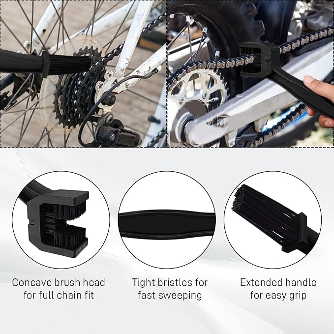 2 PCS Bike or Motorcycle Chain Washer, Motorcycle Chain Cleaning Kit, Motorbike Gear Dirt Stain Cleaning Brush, Bicycle Washer Cleaner Brush Tool for Bicycle Mountain Bike (Black, 2PCS)