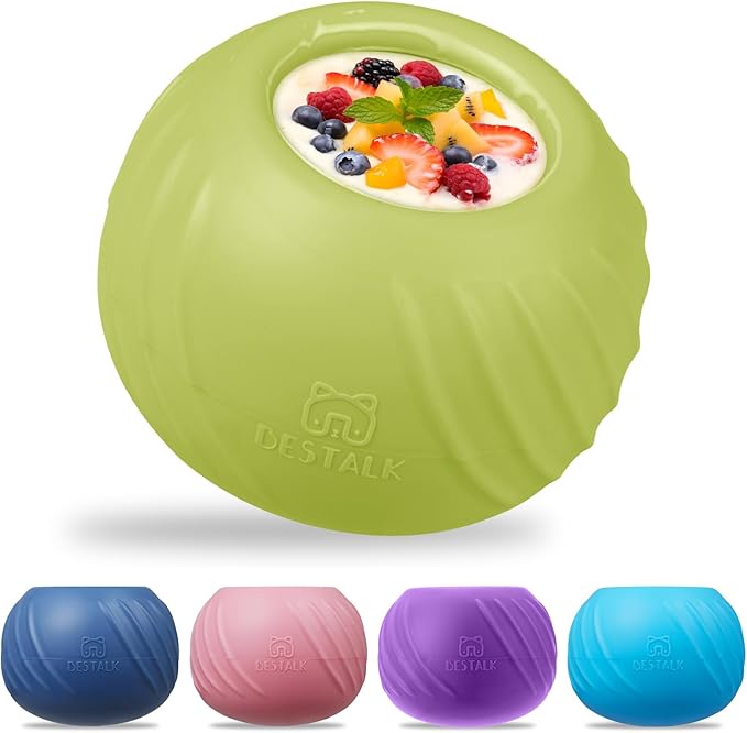 Long-Lasting Dog Lick Toy, Wobbly Dog Enrichment Lick Bowl to Keep Dogs Busy, Interactive Stuffable Dog Treat Feeder for Boredom, Silicone Treat Dispensing Chew Toy(Green,S)