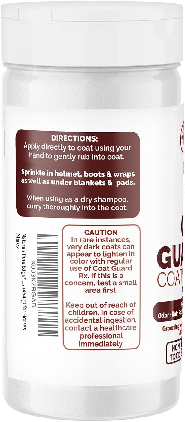 Coat Guard Rx™ Large 16 oz. Coat, Mane, and Tail Powder for Horses - Rain Rot, Sweet Itch, Treatment & Dry Shampoo for Horses.