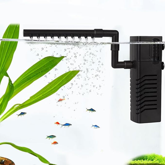 Aquarium Filter Fish Tank Filter Powerful Submersible Turtle Water Filters Ultra Quiet Biochemical Sponge Filter for 5 to 20 Gallon Tank Filtration/Oxygenation/Water Cycle 5in1(5W)