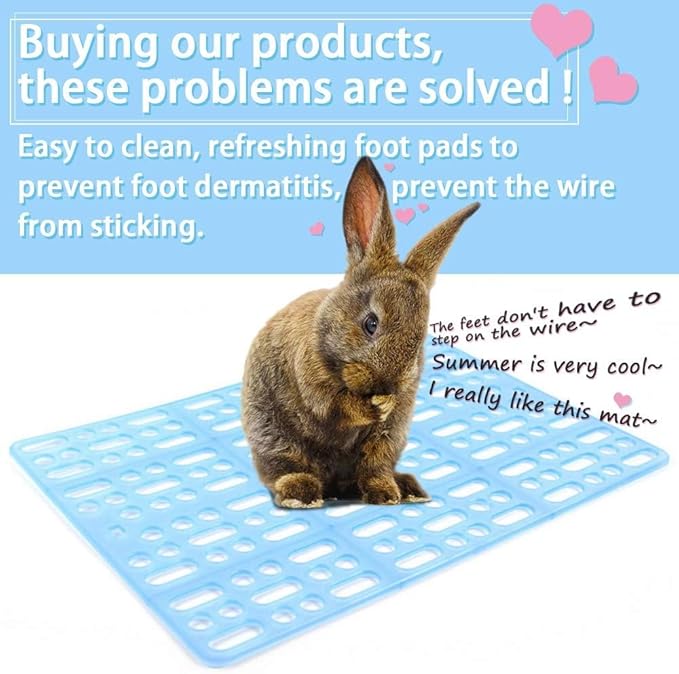 Hamiledyi Rabbit Feet Pad Hole Leak Water Design for Plastic Bunny Cage Mat Foot Resting Pads (1 Pink +1 White +1 Blue)