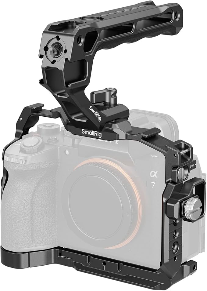 SmallRig A7 V / A7R V / A7 IV Cage Basic Kit for Sony Alpha 7 V/Alpha 7R V/Alpha 7 IV, with Quick Release Plate for Arca, Includes Top Handle/Cable Clamp for HDMI