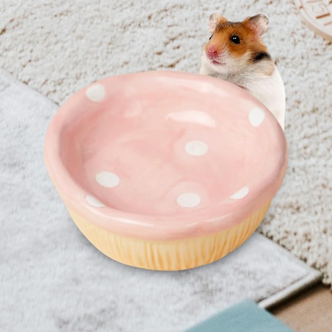 Hamster Ceramic Bowl,Small Animal Feeding Dish,Feeding Bowl,Guinea Pig Bowl,Mushroom Water Bowl for Gerbils Ferret Chinchilla, Mushroom