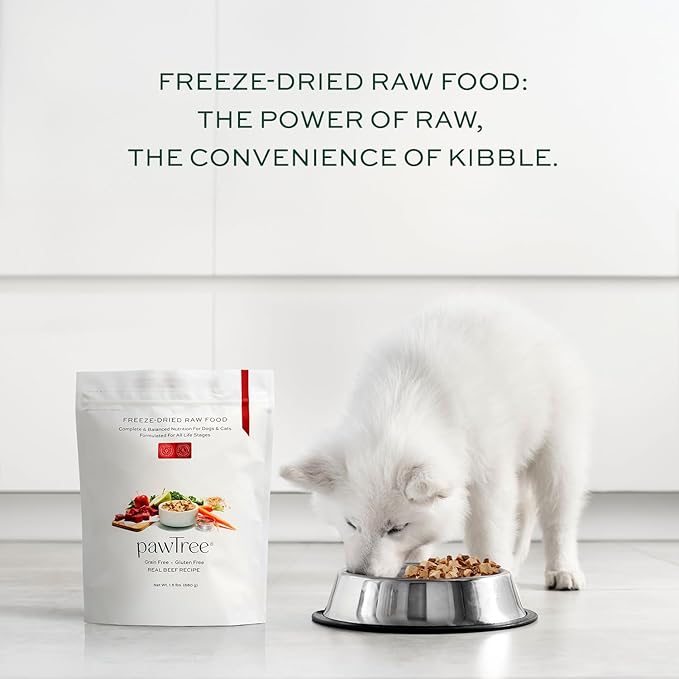 pawTree Freeze-Dried Raw Food for Dogs & Cats. Nutrient-Rich, All-Natural, Complete & Balanced Nutrition. Real Meat, Vegetables & Superfoods (Wild Alaskan Salmon & Beef)