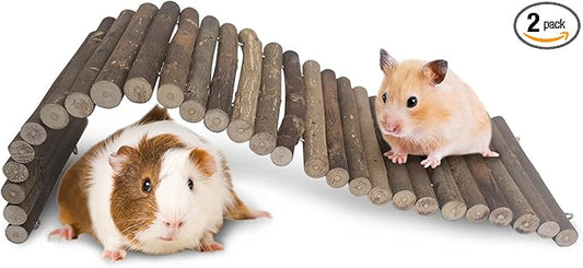 Hamiledyi Natural Wood Hamster Bridge, Bendable Climbing Ladder Small Animal Cage Accessories for Dwarf Hamster, Gerbils, Mice, Sugar Glider (15.7×5.9 in)