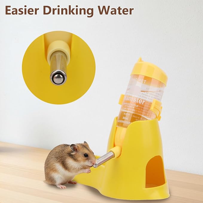 Litewoo 3 in 1 Hamster Water Bottle Small Animal Water Bottle with Food Container Base Hut Hanging Pet Automatic Feeding Drinking Dispenser for Dwarf Hamster Rats Mouse Gerbil Mice