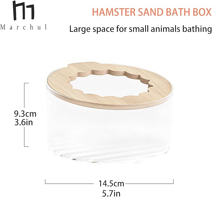 Marchul Hamster Sand Bath Container, Hamster Sand Bath Box with Cleaning Scoop, Transparent Hamster Bathtub Bathroom Toilet, Easy to Clean, Hamster Litter Box for Dwarf Hamster, Syrian Hamster, Gerbil