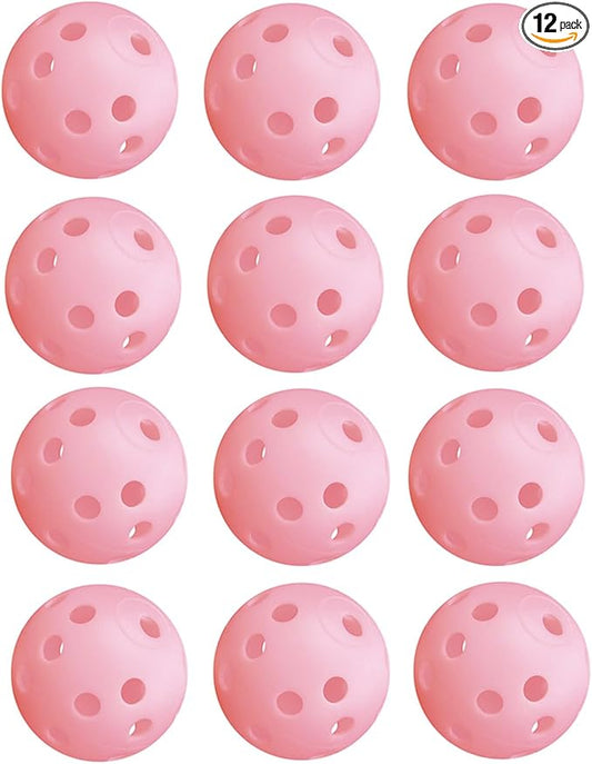 12Pcs Cat Ball Toy, Low Noise No Bells Holey Plastic Cat Balls, Funny Interactive Cats Toys for Indoor Cats, Firm Toy Balls for Kitten Puppy Ferret Bird (1.65", Pink)