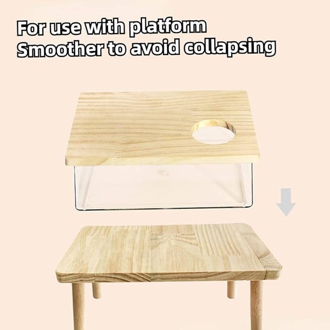 Hamster Sand Bath Box Container, Mini Pet Sandbox Lid Design Take Bath Wooden Sandbox Dust Bath, Transparent Bathroom & Digging Box Acrylic Hamster Litter Box Small Animal Accessories (B)