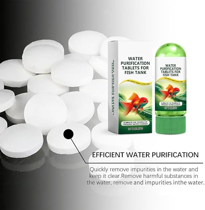 Powerful Aquarium Water Purification Tablet for Fish Tank,Portable Aqua Water Purification Tablets,Water Purifying Tablets for Aquariums,Remove All Kinds of Turbidity from Fish Tank Water (2pcs)