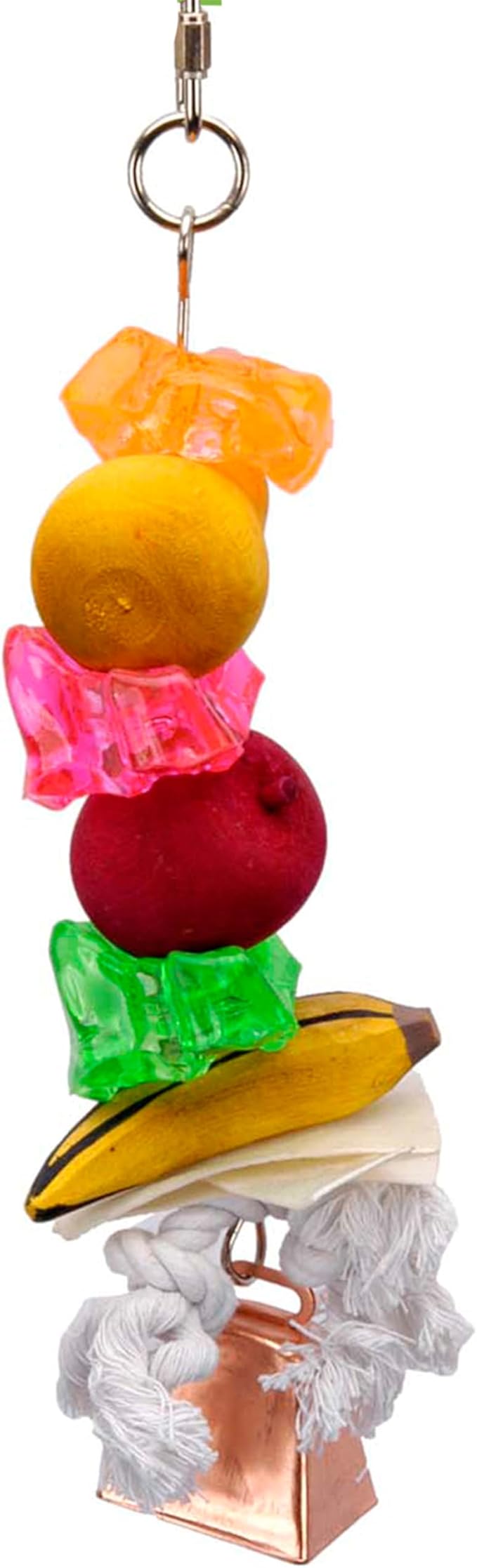 Penn-Plax Bird-Life Fruit Kabob Bird Toy with Bell – Various Textures, Materials, and Colors – Great for African Greys, Medium Birds, and Small Parrots – Large
