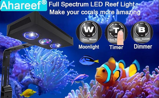 35W Full Spectrum Reef LED Light for SPS/LPS Corals – Dimmable Aquarium Light with Sunrise, Sunset & Moonlight Modes – Perfect for Saltwater & Nano Reef Tanks (10-24 Inch, up to 40 Gallons)