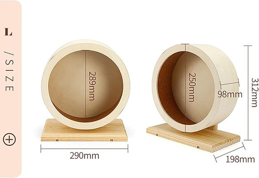 Hamster Exercise Wheel，Small Animals Running Toy Suitable for Rat, Pig, Chinchilla, Gerbil, etc. pet Wooden Harmless, Handmade (L)