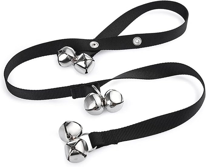 TJE Dog Doorbells Puppy Potty Training Tool Adjustable Rope with 6 Loud Bells Easy to Hang on Door Handles for Small Medium Dogs (Black)