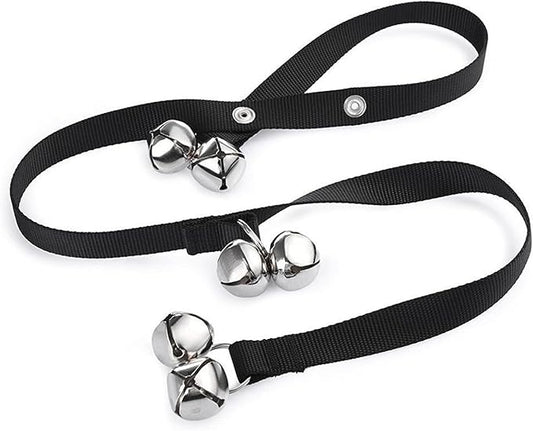 TJE Dog Doorbells Puppy Potty Training Tool Adjustable Rope with 6 Loud Bells Easy to Hang on Door Handles for Small Medium Dogs (Black)