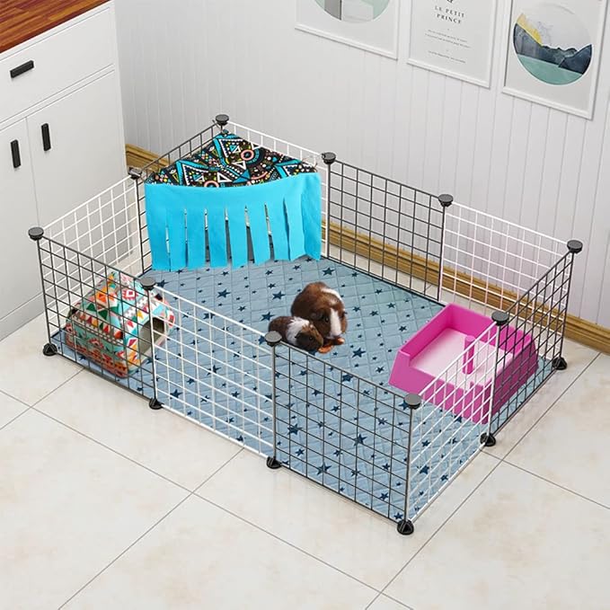 RIOUSSI Guinea Pig Hideout Hideaway Corner Fleece Toys Cage Accessories with Reversible Sides. Blue+Blue, Triangle