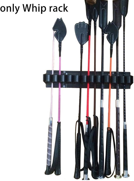 KASCLINO Horse Whip Rack, Wall Mounted Whip and Crop Holder Multifunctional Horse Riding Whip Hanging Bracket Stables Whip Rack Tool Organizer Holder(Black)