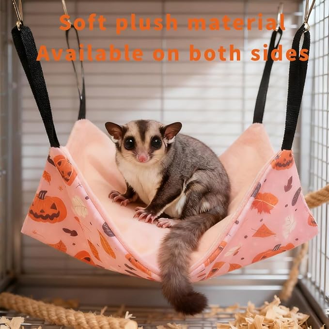 4 Pack Ferret Hammock, Soft Small Animal Washable Guinea Pig Hideout Bed Ferret Cage Accessories for Rat Sugar Glider Squirrel Guinea Pig Hedgehog Hamster (Orange-Yellow)