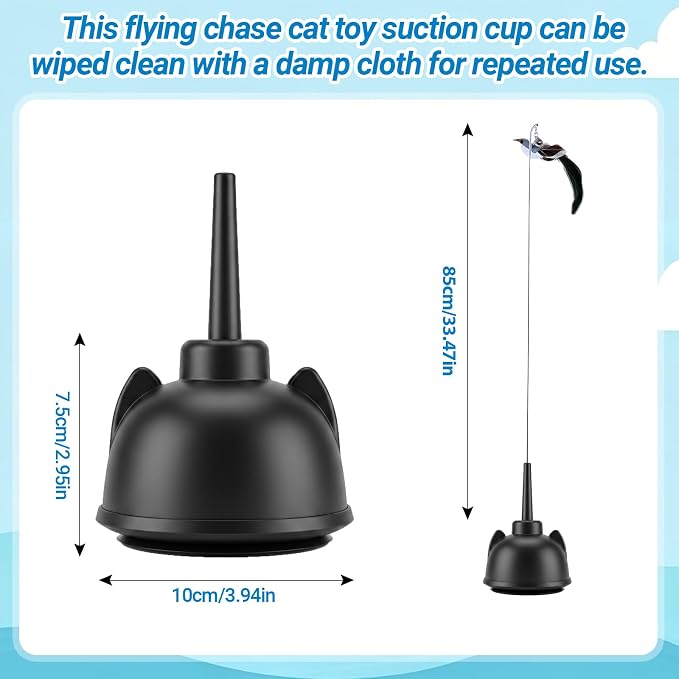 Interactive Cat Toys for Indoor Cats Toy Wand 360° Flying Bird Cat Toy | 2 Speed Adjustable Flying Bird Cat Toy Automatic Cats Toys with Self ON/OFF Feather Toy Suction Cup Electric Cat Teaser Wand