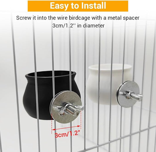 DONGKER Parrot Food Water Bowls,2 PCS Plastic Hanging Bird Cage Water Bowl with Clamp for Cockatiel Conure Budgies Parakeet Lovebird Chinchilla Ferrets