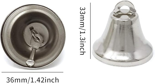 Honbay 20PCS 36mm/1.42inch Silver Jingle Bells Bridal Bells Christmas Bells Decoration Bells for Dog Potty Training, Housebreaking, Making Wind Chimes,Christmas Wreath and etc