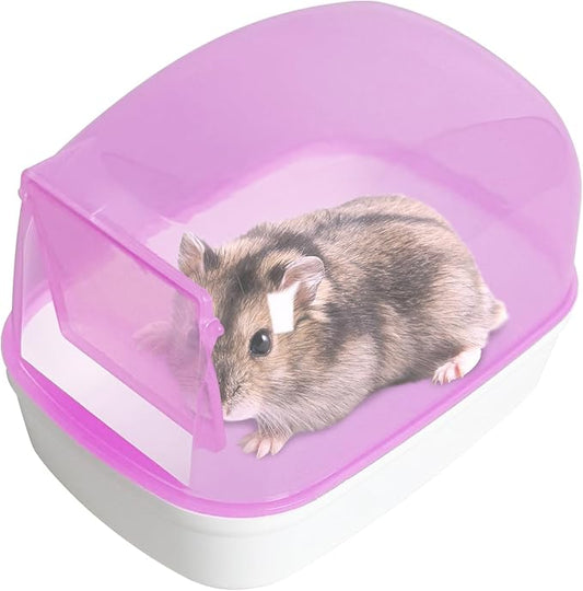 Hamiledyi Hamster Bathtub Dwarf Hamster Bathroom Sand Bath Container Sauna Room Plastic Sand Bath Box House for Gerbils Mice or Other Small Pets Animals(Pink, Small Size)