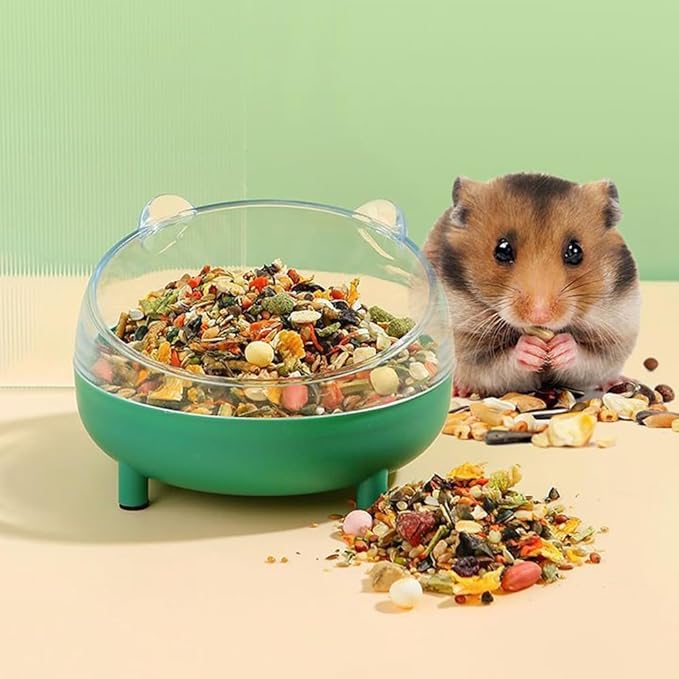 Hamster Food Bowl Elevated Tilted Pet Feeder Sand Bathtub Reduces Neck Strain for Small Pet Ferrets Dwarf Hamsters Gerbils Mice Puppies (Yellow)